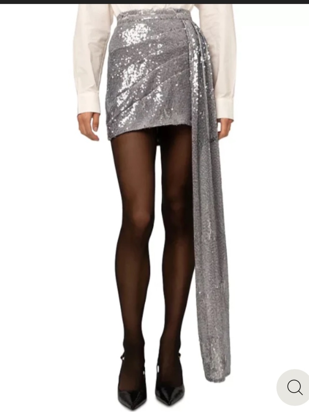 NONchalant Silver Sequin Draped Mini Skirt